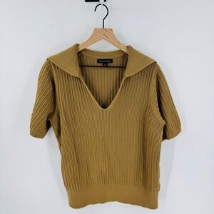 Banana Republic Ribbed Knit Sailor Collar Sweater Whiskey Size XL Coastal